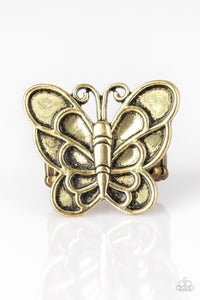 Sky High Butterfly - Brass (Paparazzi Accessories)