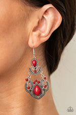 Load image into Gallery viewer, Palm Tree Tiaras - Red Earrings (Paparazzi Accessories)
