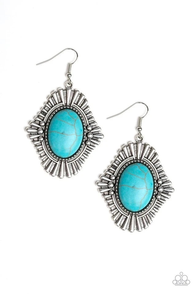 Easy as PIONEER - Blue Earrings (Paparazzi Jewelry)