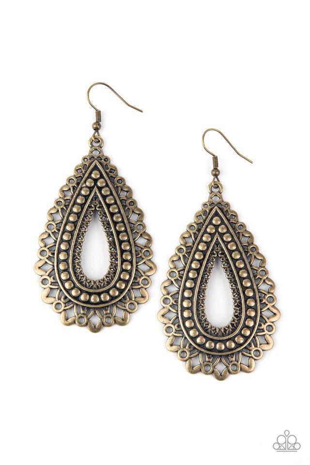 Textured Garden - Brass Earrings (Paparazzi Accessories)