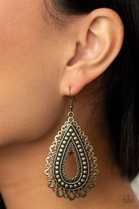 Textured Garden - Brass Earrings (Paparazzi Accessories)